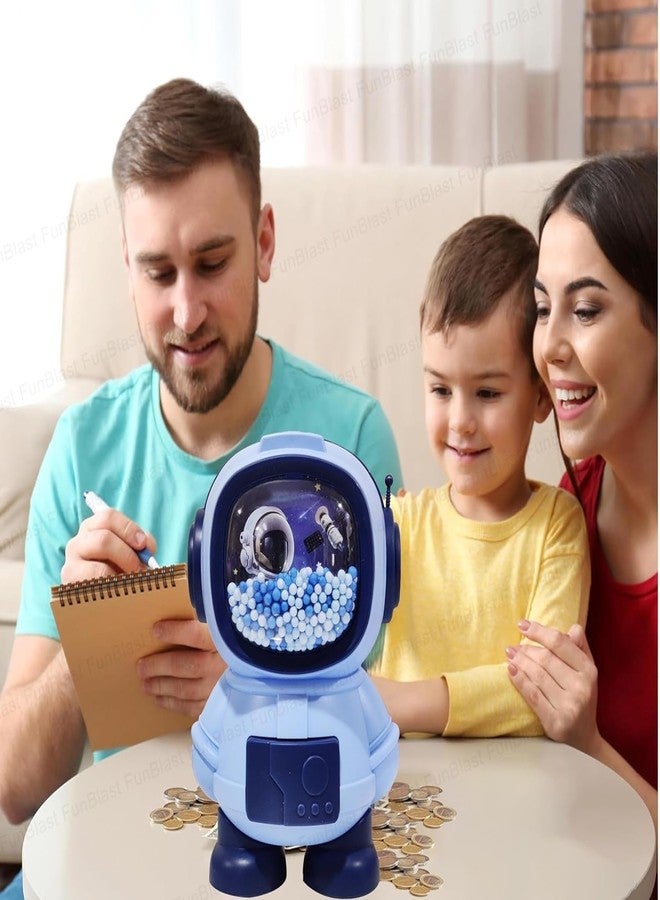 APEROL DESIGN Piggy Bank Astronaut Shaped Coin Box for Kids, Plastic Piggy Bank for Kid, Coin Box with Password Lock, Best Return Gifts for Kid (Blue) - Image 5